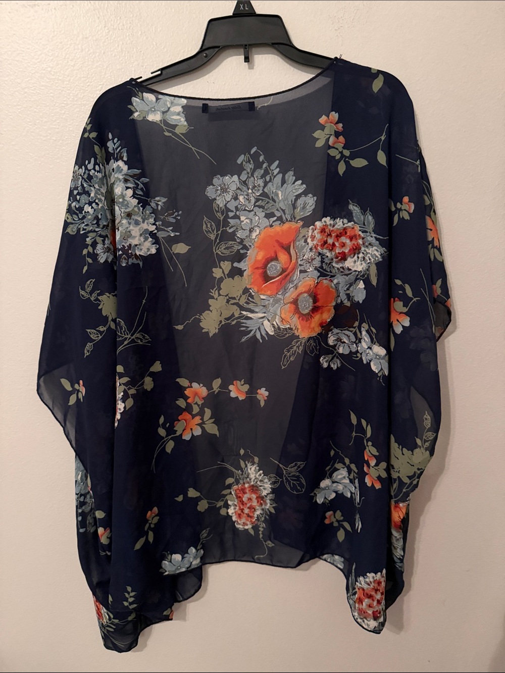 Color Swatch Navy Floral Kimono/Shawl Cover (Size: Medium) - Picture 2 of 5